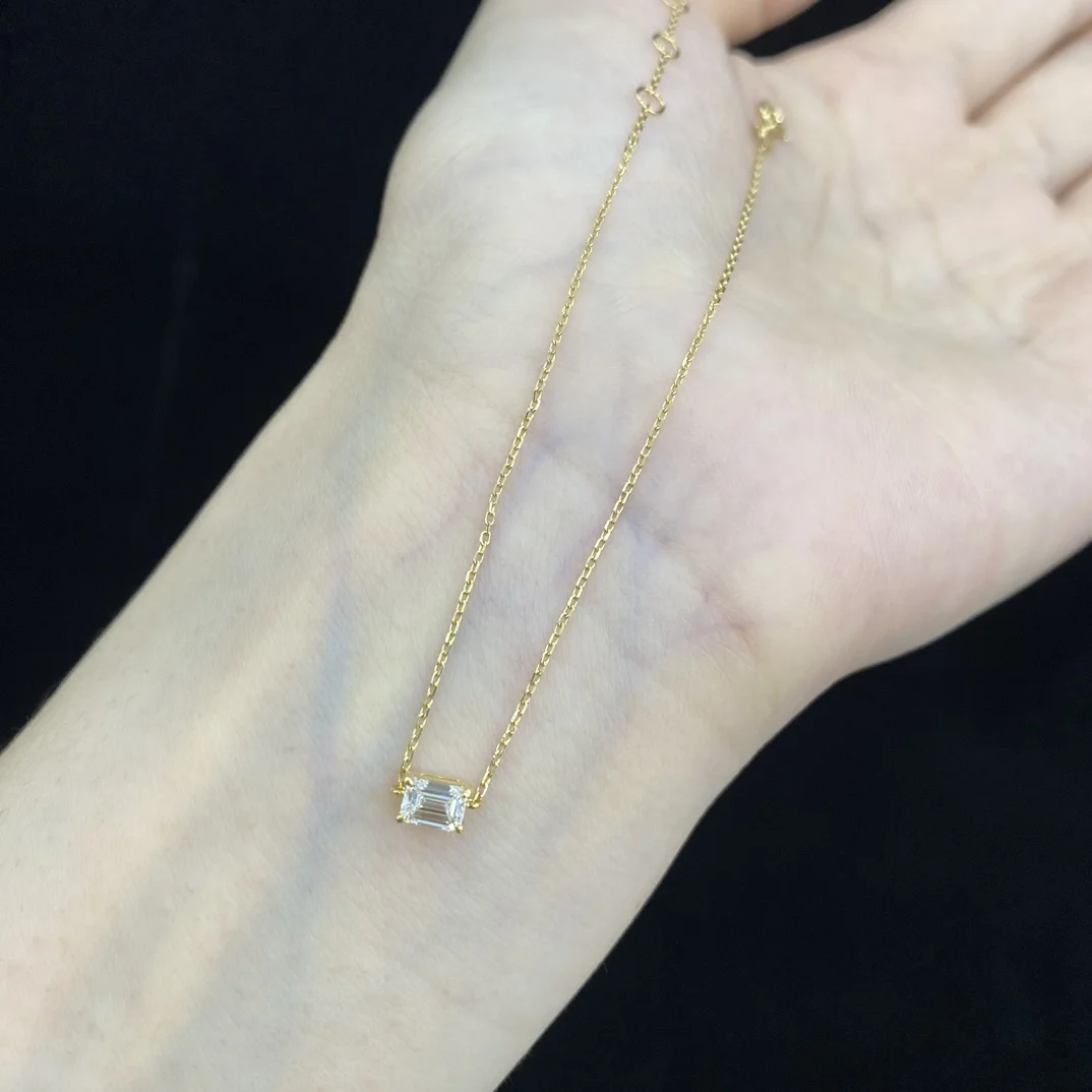 Abiding Gold Jewelry Factory Wholesale Real 18K Gold Chain Bracelet 0.305ct Emerald Cut Certified Lab Grown Diamond Bracelet