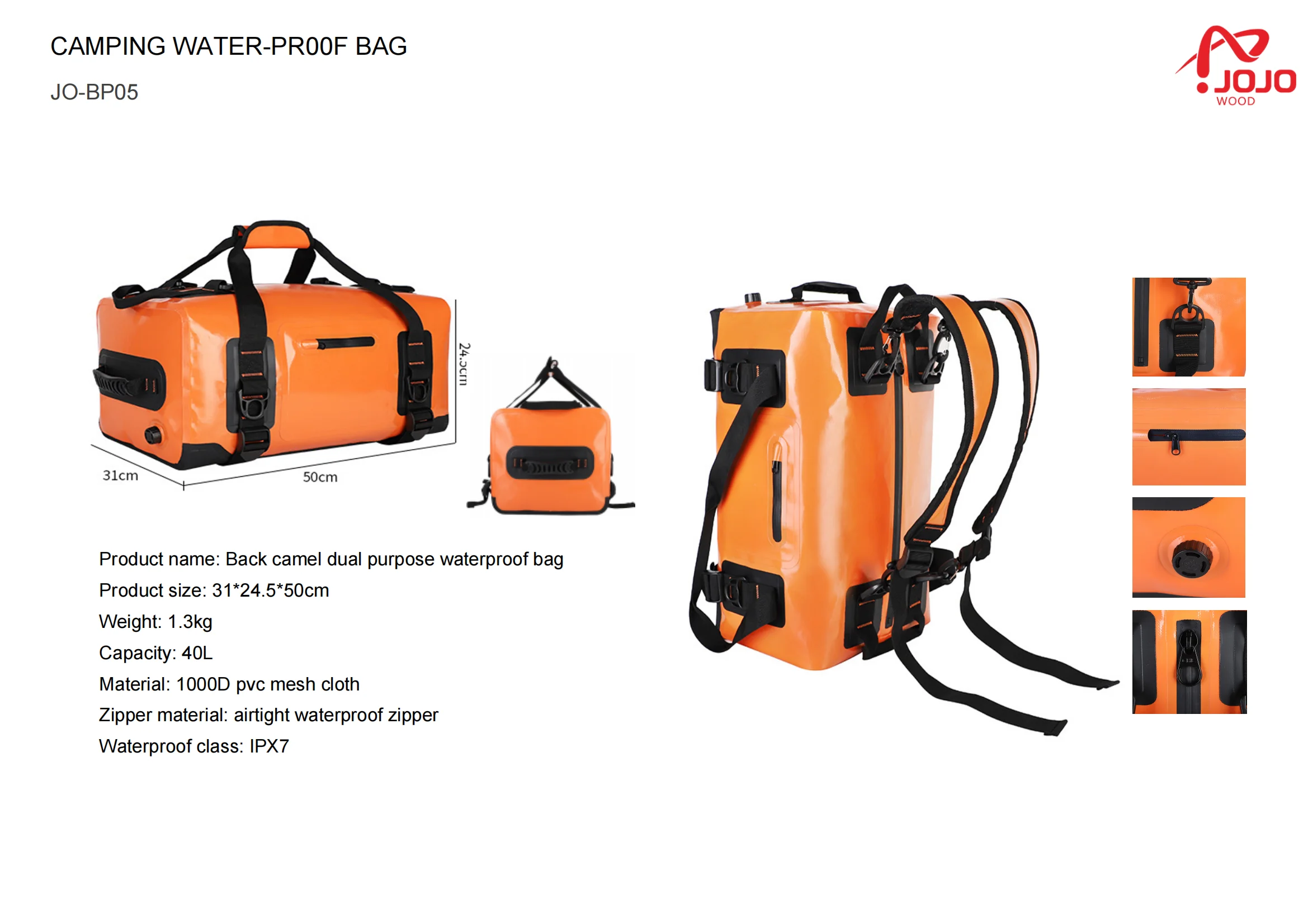 40L Waterproof bag back camel dual purpose camping equipment waterproof fishermen and fishing swimming seaside