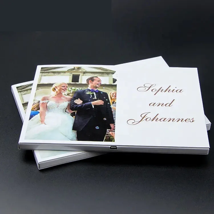 Custom Full Color Print Hardcover 7 inch LCD Video Wedding Digital Invitation Card