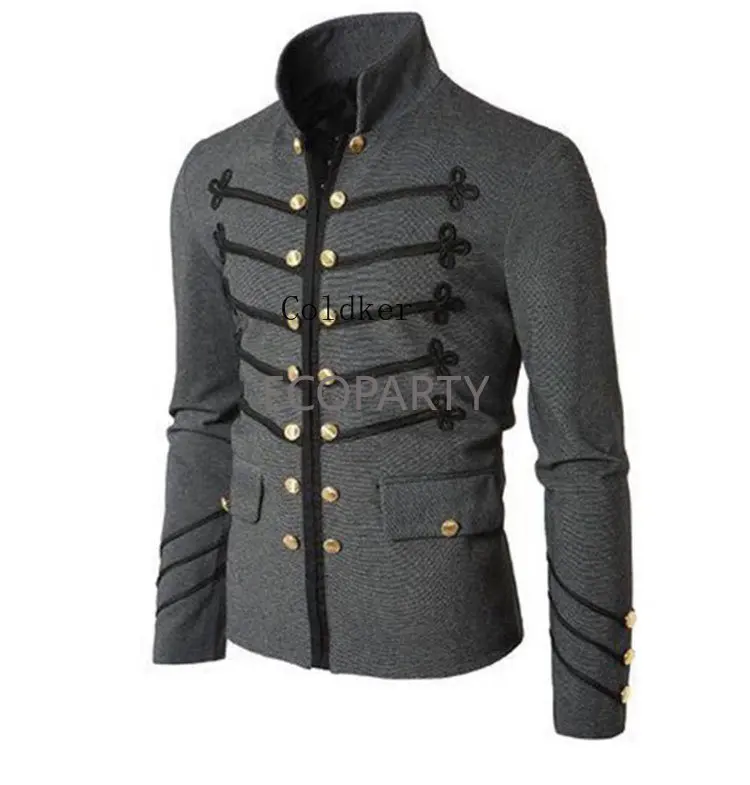 3XL Adult Man Purim Victorian Gothic Style Jacket Zipper Christian Medieval Knight Solid Middle Ages Male Carnival Clothing ecop