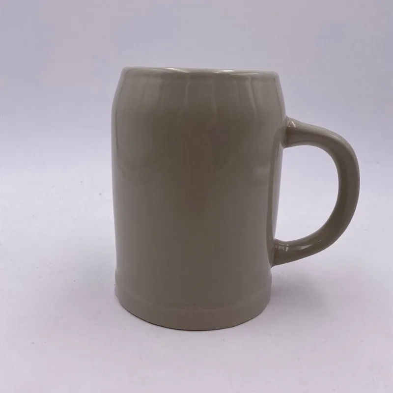 Decal sublimation custom logo tan color ceramic german beer stein  0.5L brown beer glass mug