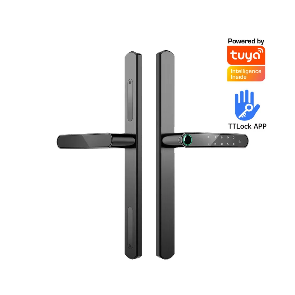 Fingerprint Recognition Code Combination Door Handle Tuya Smart TTlock Remote Unlock Voice Control Smart Lock