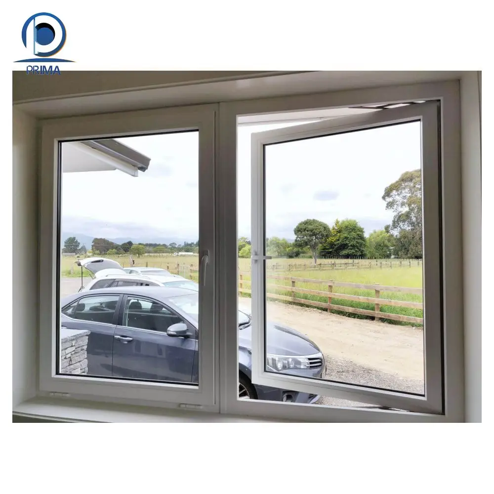 Prima China Leading Manufacture vinyl replacement windows Double Swing PVC Profile Casement window upvc Window and Door