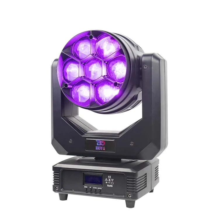 RGBW Disco Lighting LED Stage Movinghead DMX Mini 7x40W Beam Wash Zoom Moving Light