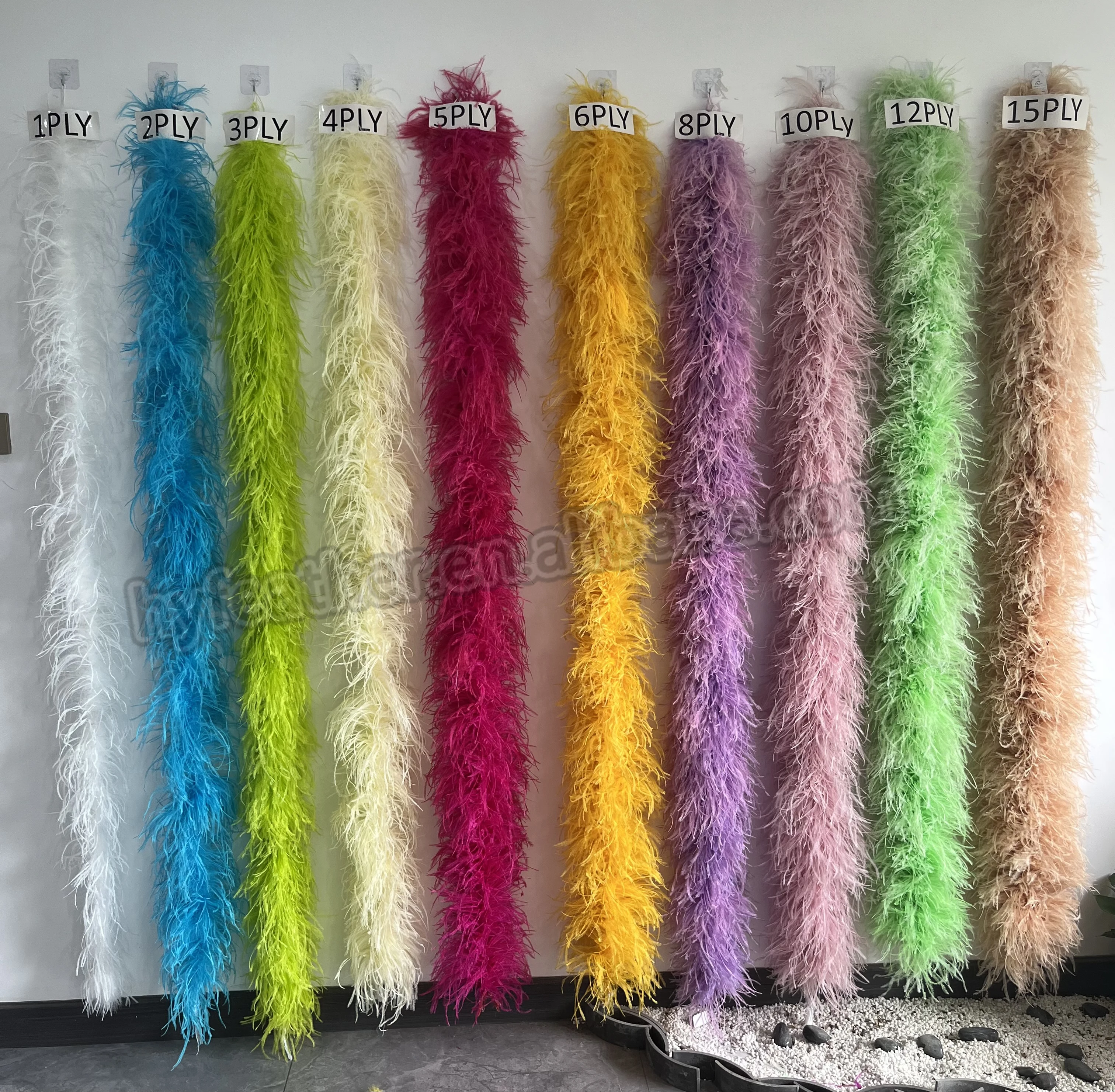 3ply Wholesale red Rose Madder Scarf Ostrich Feather Boa for Home Party Xmas Decor Craft Clothing Costume Dance Dress Accecssoy