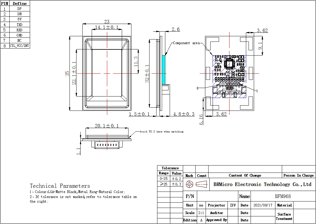 Newly designed electronic components ic chip fingerprint sensor module mini access control semiconductor