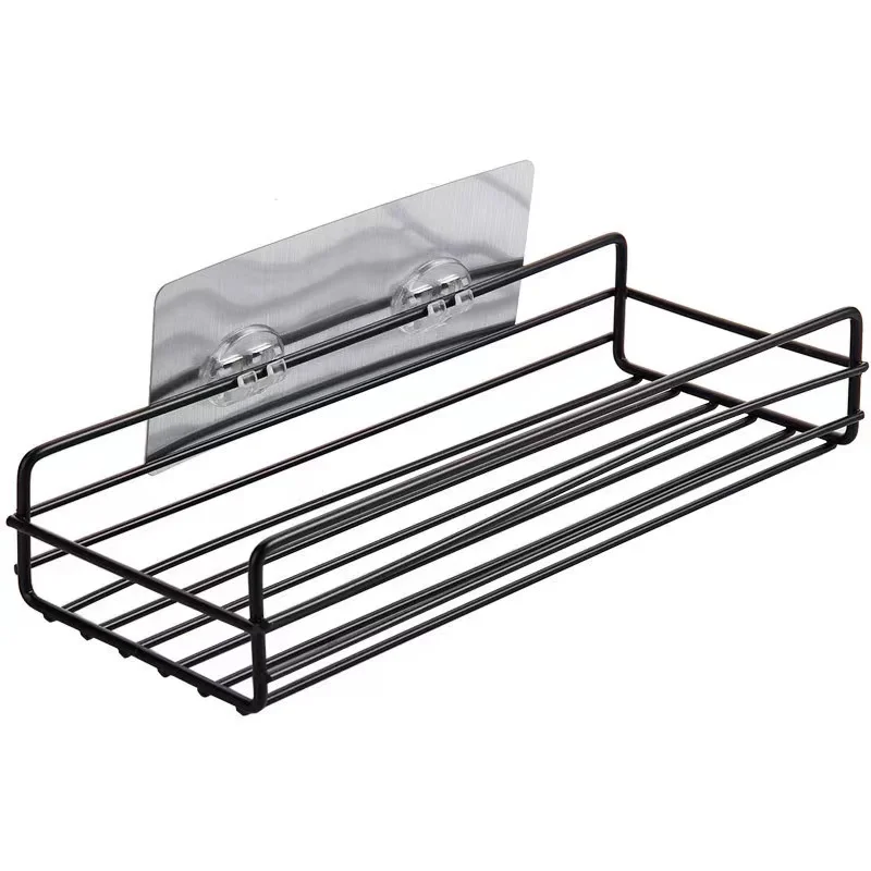 Bathroom Iron Storage Shelves Wall-mounted Punch Free Shampoo Basket Holder Spice Jars Seasoning Storage Racks