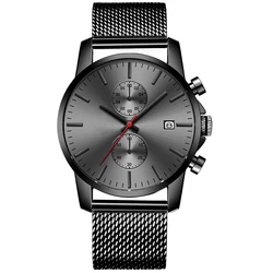 Men business casual luxury quartz branded analog watch stainless steel watched men wrist