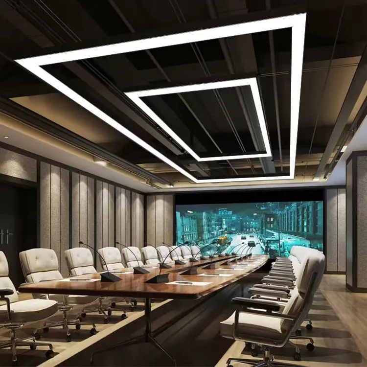 Indoor Decoration Rectangular Chandelier Aluminium Profile Long Pendant Suspension Ceiling LED Linear Hanging Light