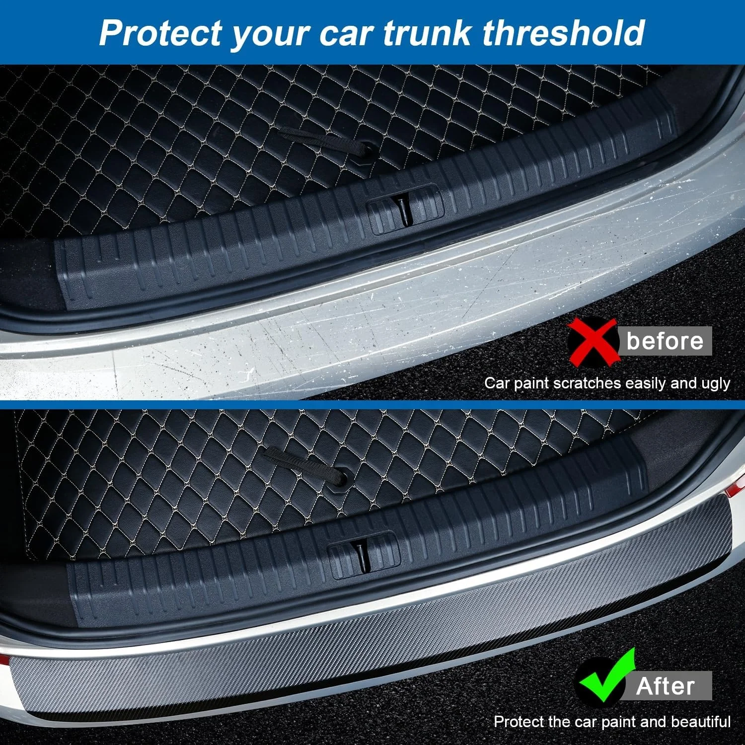 Factory Custom Logo Universal Carbon Fiber Leather Car Rear Tail Trunk Trim Protector Strips