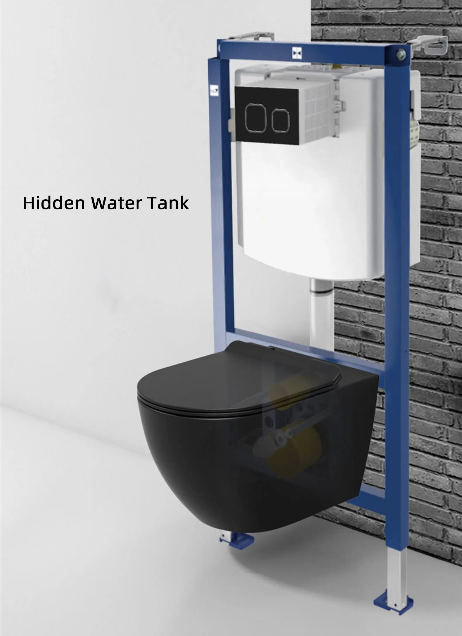 Wall hanging european rimless p trap modern color ceramic sanitary ware wc wall mounted drain matt black wall hung toilet