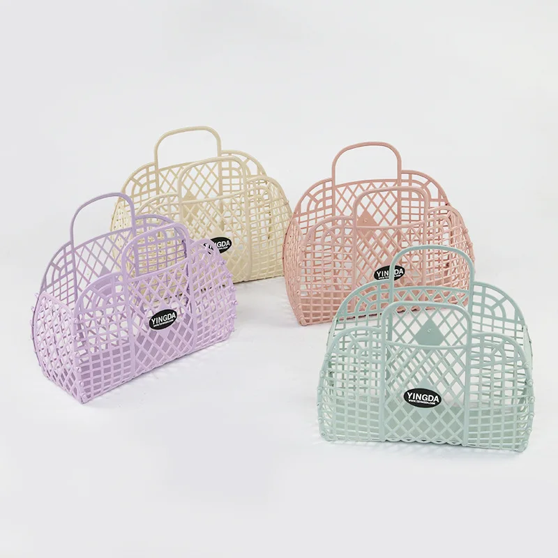 
plastic fruit basket foldable storage basket Fashion portable shopping plastic foldable storage basket 