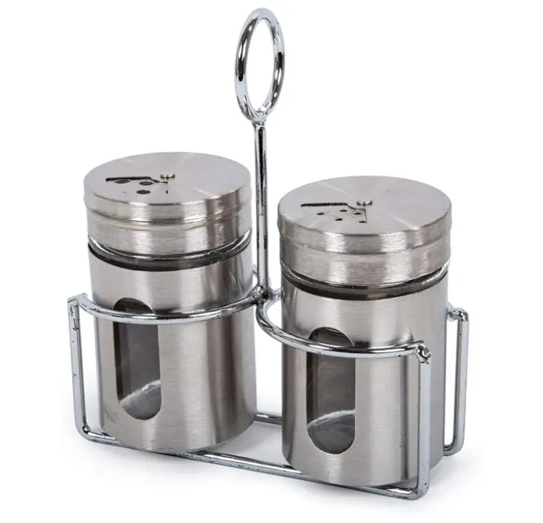Kitchen Essential Classic Stainless Steel Salt and Pepper Shakers Set