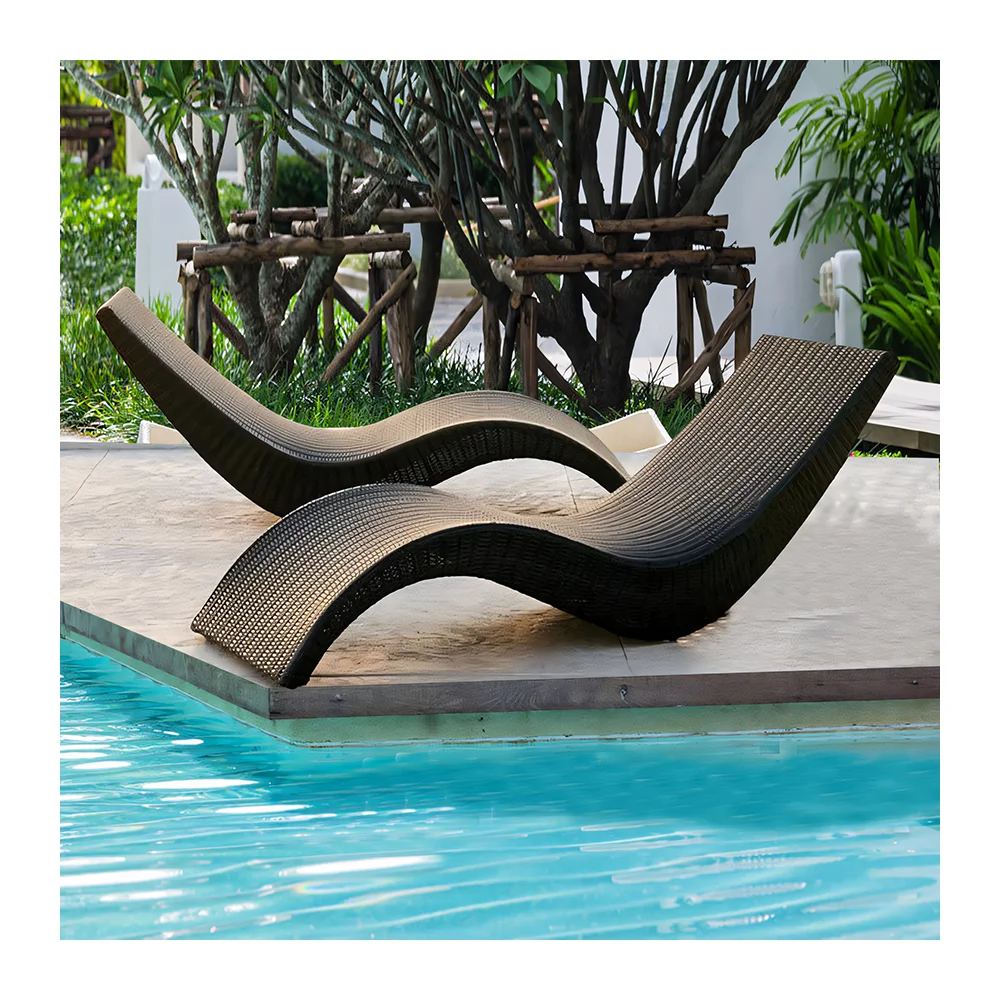 PE Rattan Garden Bench Sunbed for Pool Lounge Chair Furniture for Hotel for Living Room Park Bedroom Villa