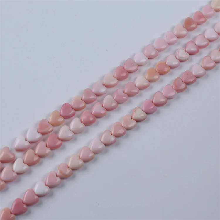 8mm Love Heart Shape Natural Pink Mother Of Pearl Shell Loose Beads Strand For Jewelry Making