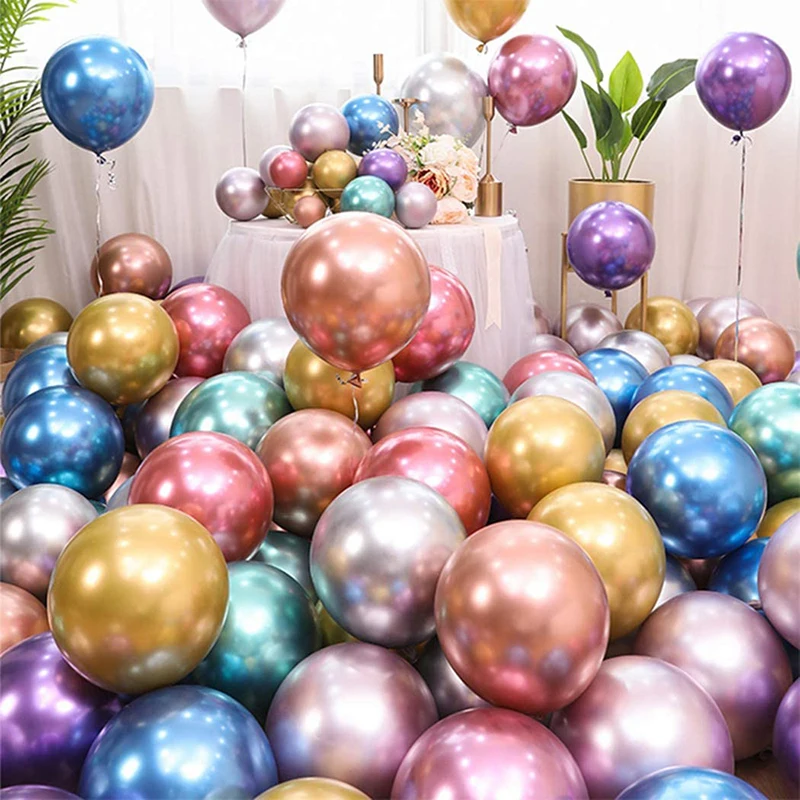 Wholesale 12 Inch Globos Metalicos Rose Gold Metallic Chrome Latex Balloons For Party Decoration