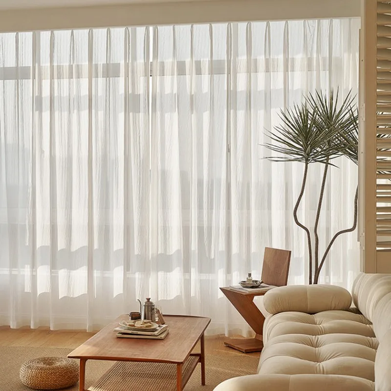 Wholesale Good Quality Crinkle Sheer Curtains, Pleated Sheer Curtains, Crepe Sheer Curtains