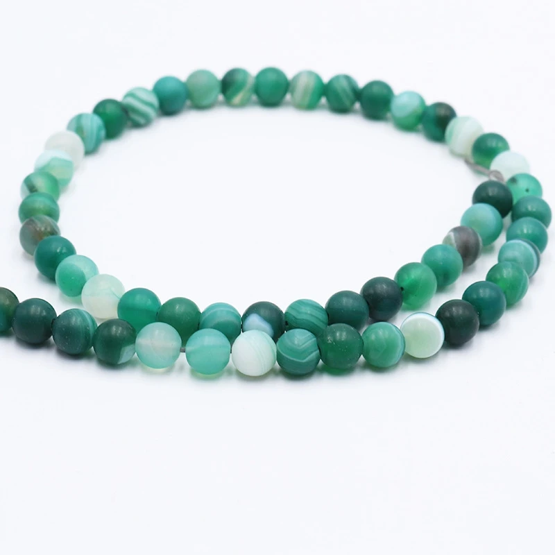 4mm 6mm 8mm 10mm 12mm Natural Matte Frosted Agate Stripe Agates Stone Beads Round Loose Agates Beads For Jewelry Making