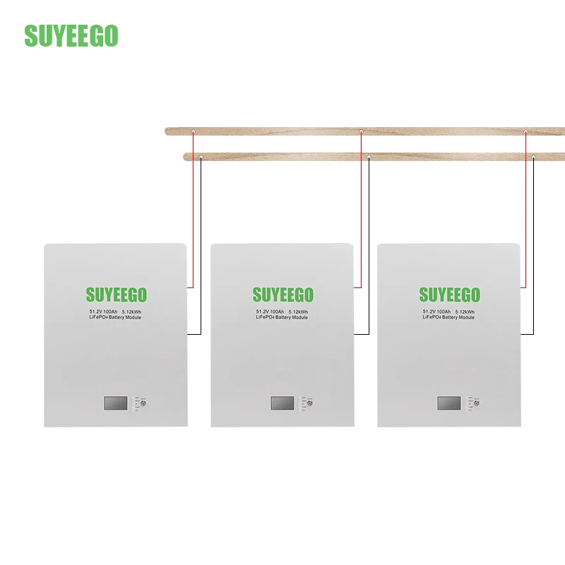SUYEEGO LiFePO4 Wall Mounted 4.8kwh 5kwh 5.12kwh 9.6kwh 10kwh Lithium Ion Batteries For Solar Inverter System