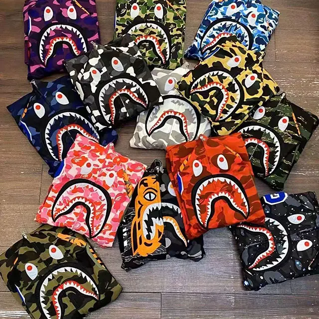 Hip Hop Casual Luxury 80% Cotton 20% Polyester Heavy Weight Sudadera Con Capuchas Unisex Luxury Bape Full Zip Up Hoodies