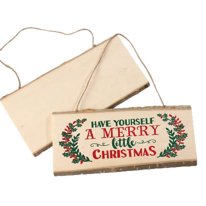Unfinished DIY Crafts Decoration Hanging Blank Bark Wooden Sign Banners Board for Christmas Ornaments and Personalized Plaques