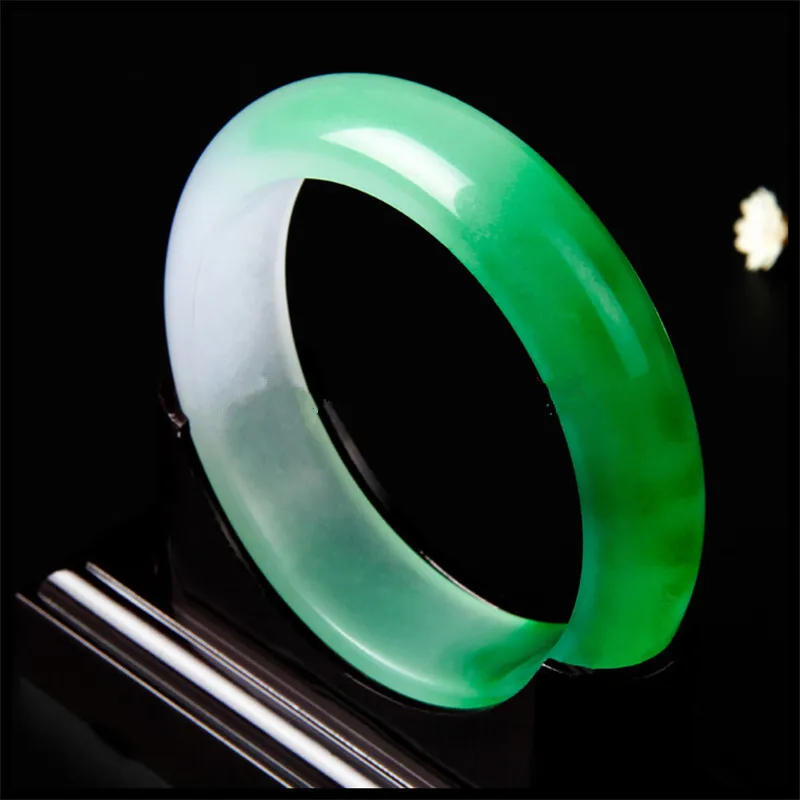 Natural Stone Lucky Amulet Bracelet Gifts Green Chalcedony Jade Bangle  for Women Her Men