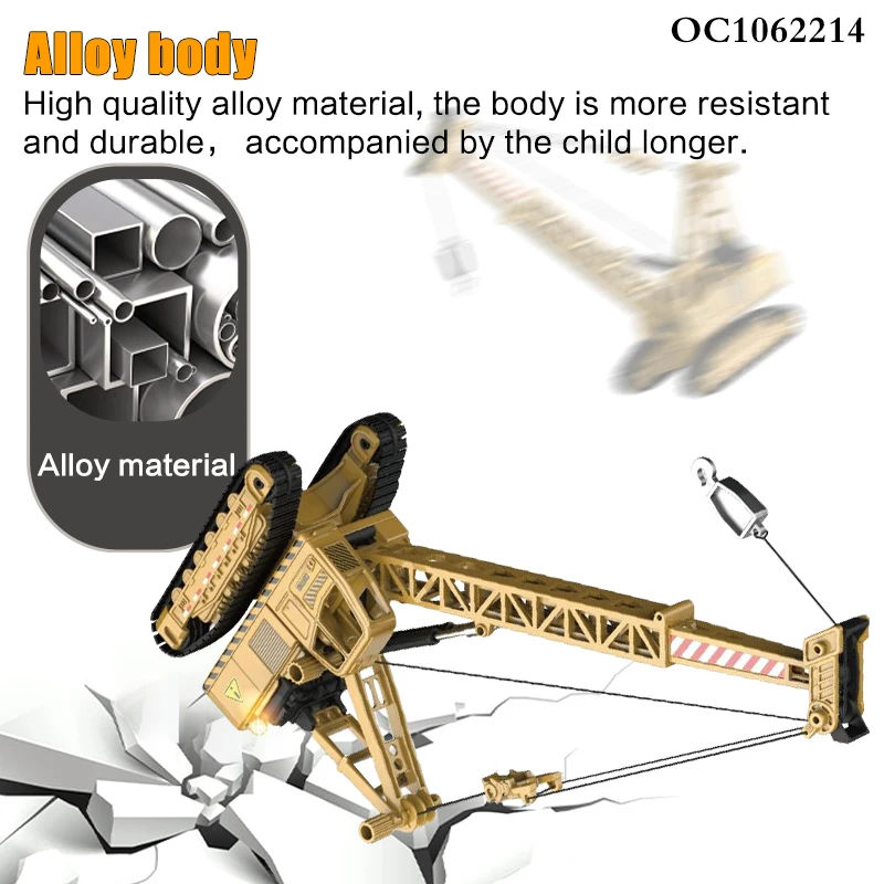 Wholesale free wheel alloy engineering diecast series truck toy small scale model simulation crane toys for boys