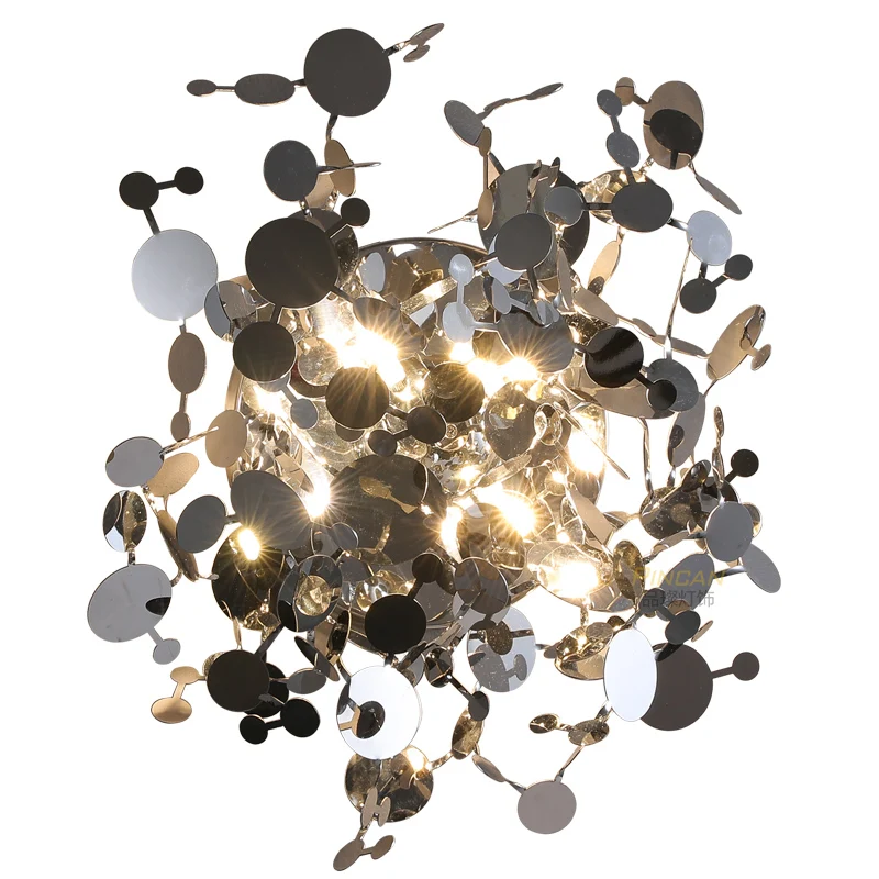 Nordic Modern  Wall Lamp Stainless Steel Leaves Indoor Decoration Wall Light for Living Room Bedroom Hotel  Gold  Body