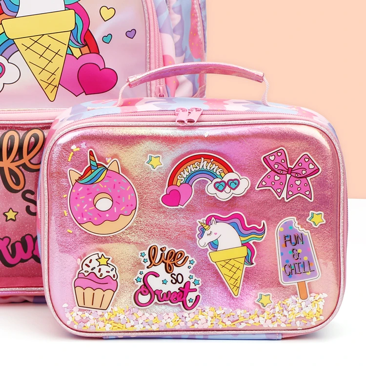 New Arrival Custom Insulated Pink Picnic Bag Dessert Design Waterproof Thermal Cooler Lunch Bag for Kids
