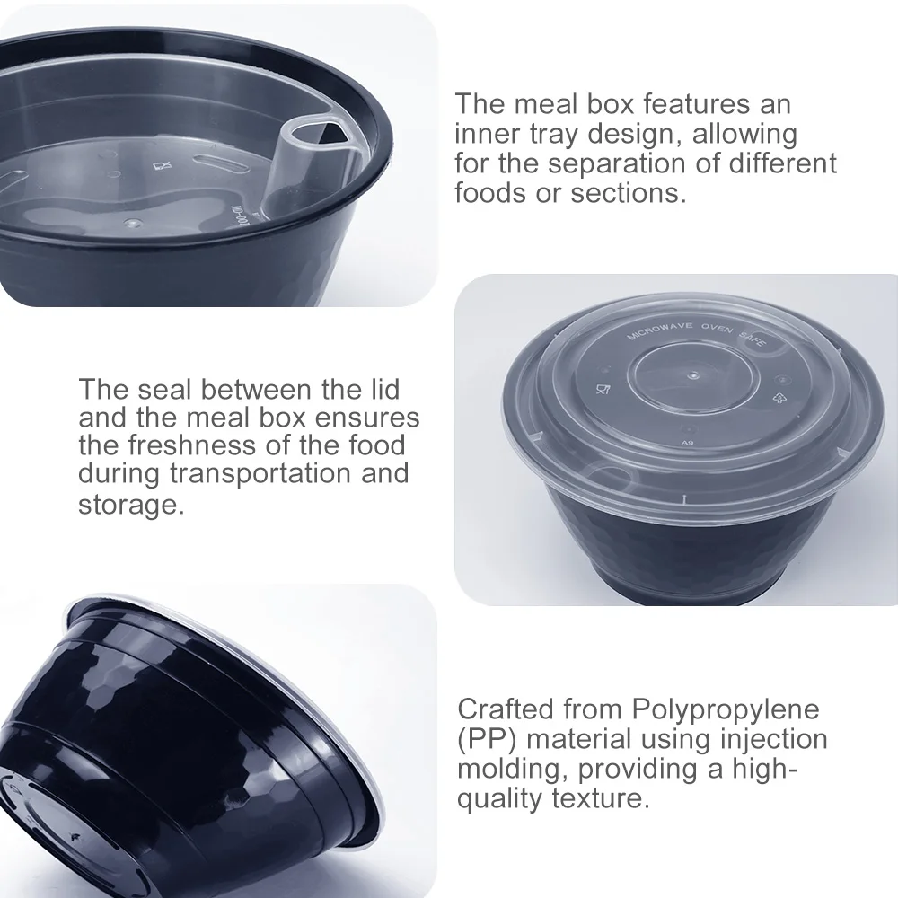 Disposable Plastic Noodles Poke Bowl Salad Soup Freezer Microwave Dishwasher Safe Food Packaging Containers