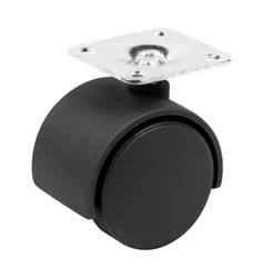 Caster Factory direct supply 1.5 inch 60mm small plastic black furniture chair bearing caster wheels caster