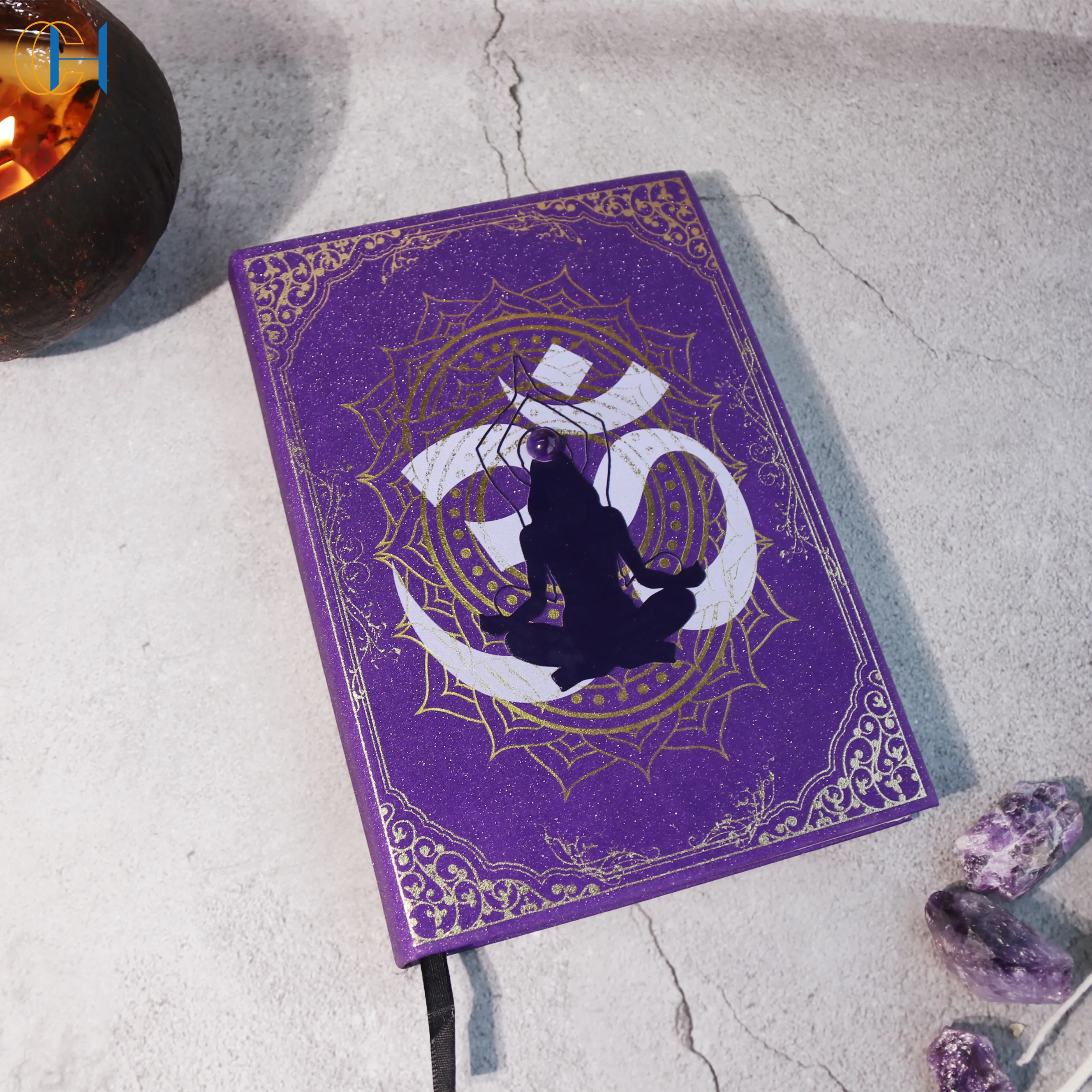 Spiritual  Healing Alchemist Book With Crystal Embossed Notepad Diary With Lock Wholesale Leather Journal