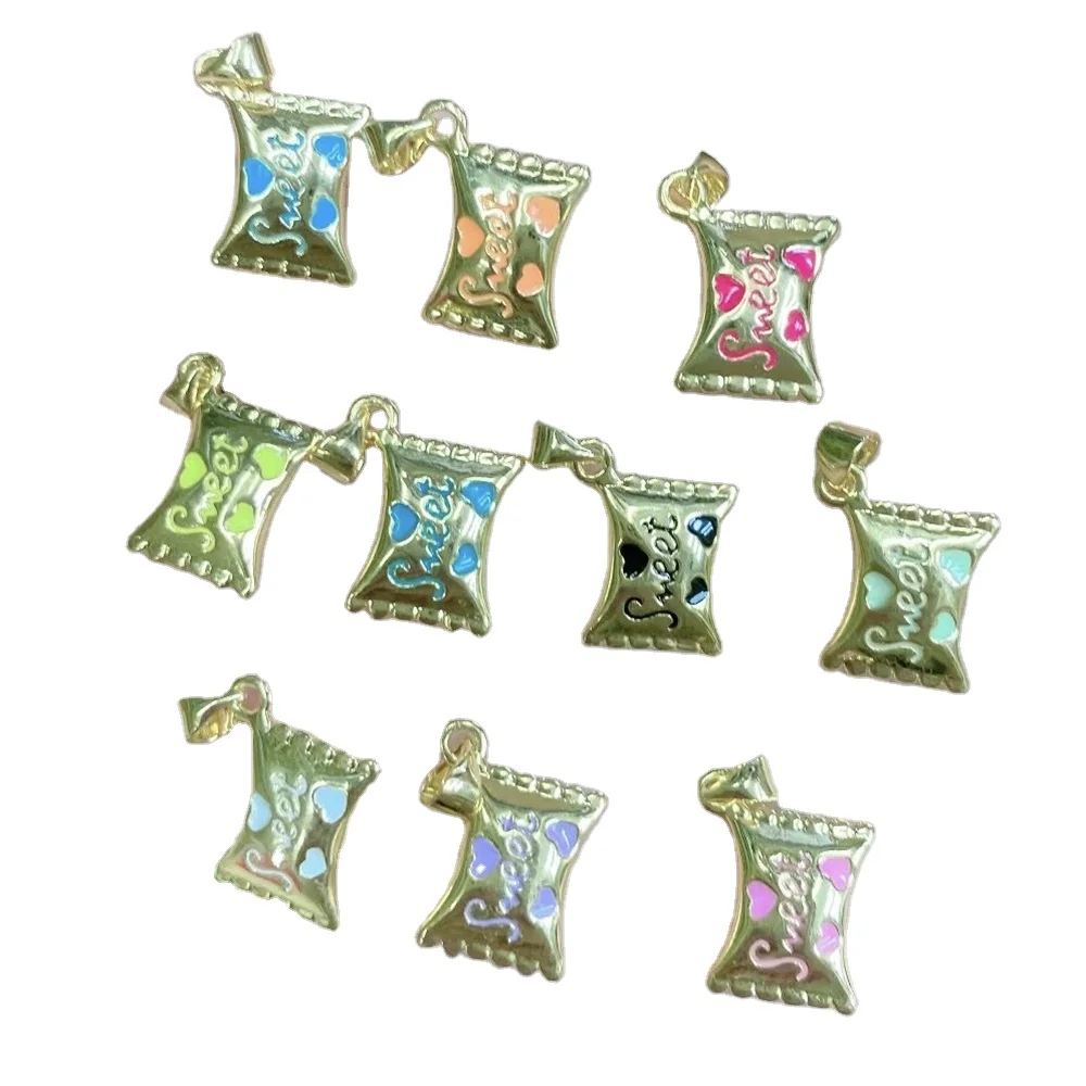 Cute DIY Colorful Enamel Candy Sweet Charms Pendant Brass Sweet Sugar Pendant Jewelry Making