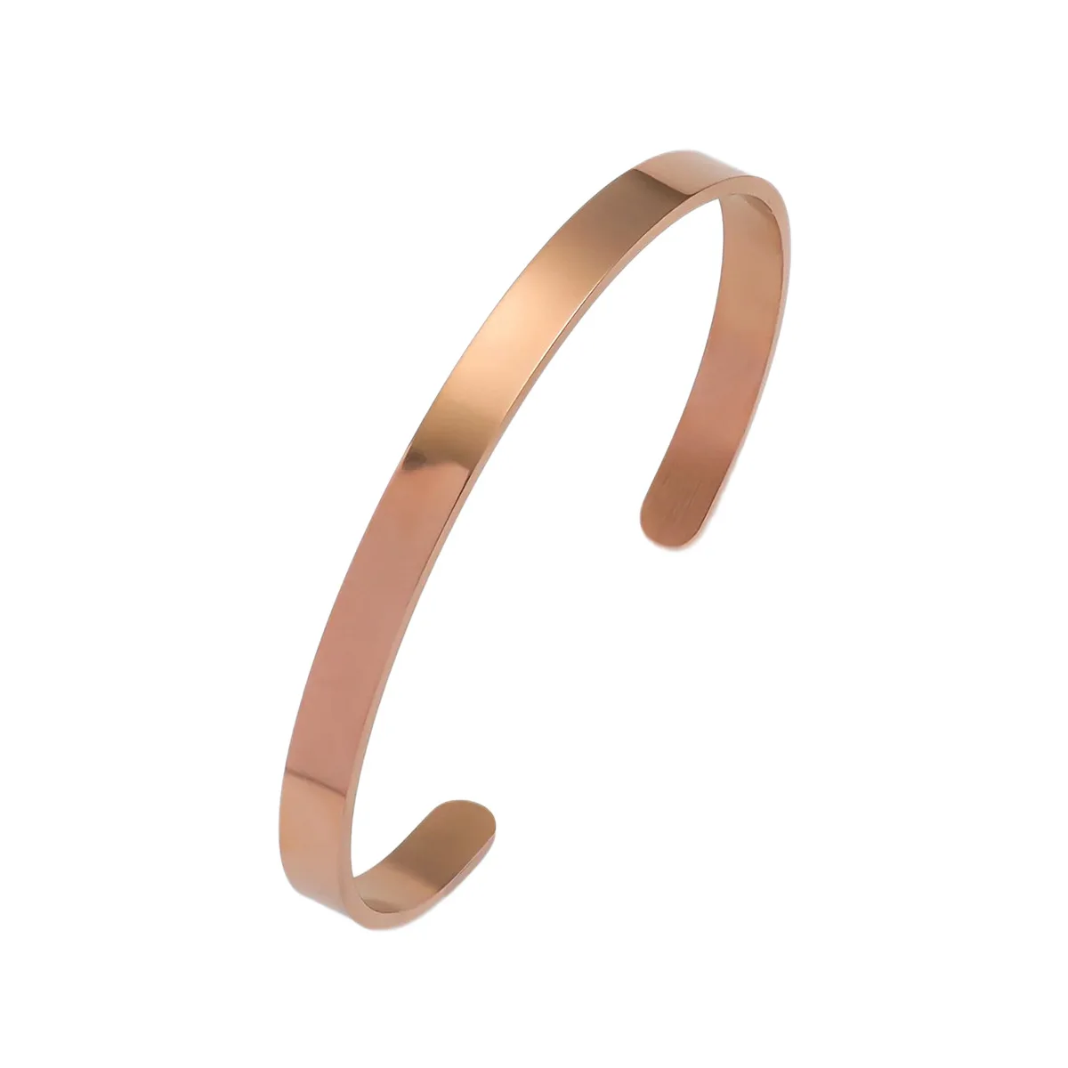 Smooth Strip Open Stainless Steel C-Shaped Bracelet Support Custom Logo Engraved Bangle Women