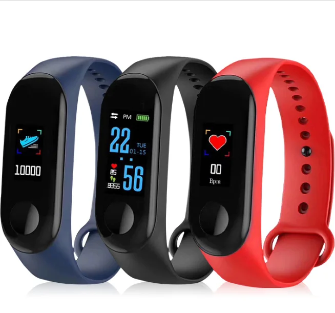 0.96 Color Screen M3 smart band with heart rate BP waterproof smart tracker soft strap SMS/qq/call remind M3 smart bracelet