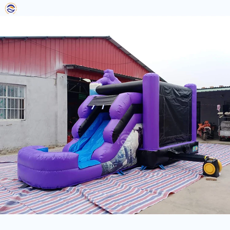Black Inflatable Panther Bouncer Jumping Bouncy Castle Bounce House Combo Slide