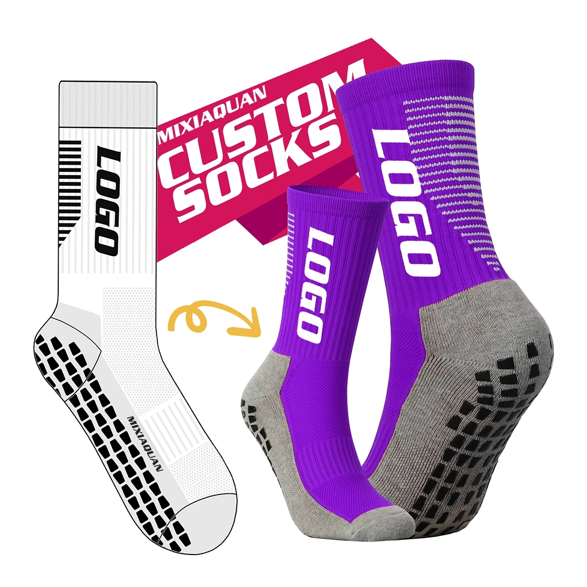 High quality breathable anti-slip athletic antideslizantes soccer calcetines deportivos grip custom logo sports men socks