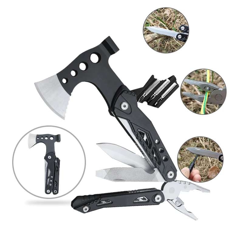
New multifunctional tool outdoor barbecue jungle black axe hammer foldable mini hunting axe 
