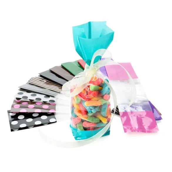 Custom Logo Print Clear Safe Plastic Cello Side Gusset Block Square Bottom Candy Food Gift Bopp Opp Plastic Packaging Pouch Bag