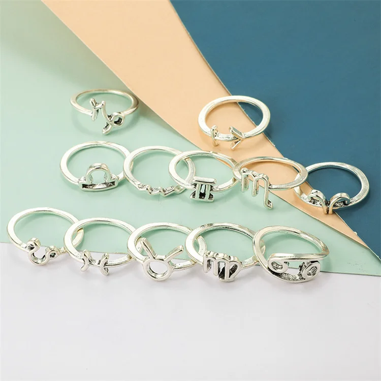 12 piece set star ring set couple ring birthday gift finger ring set for girls