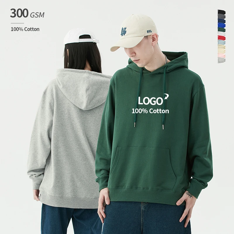 100% Cotton Heavyweight Pullover Blank Plain Streetwear Unisex Mens Logo Custom Hoodies