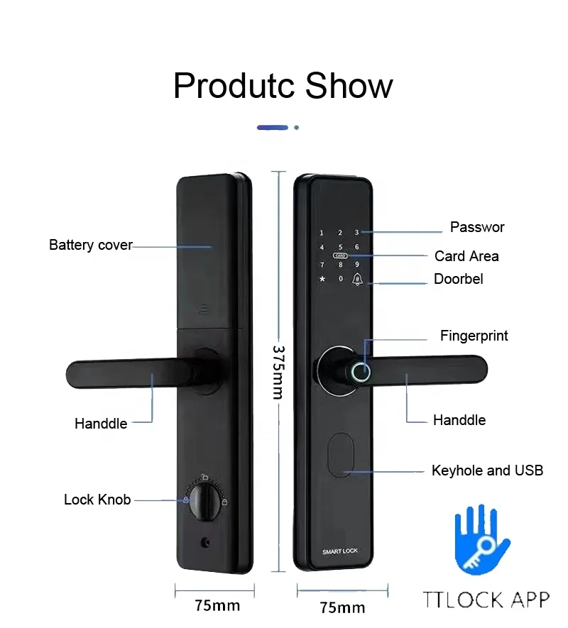 Ttlock smart lock for home security smart anti-peep digital door lock APP  triple anti-theft protection intelligent door lock