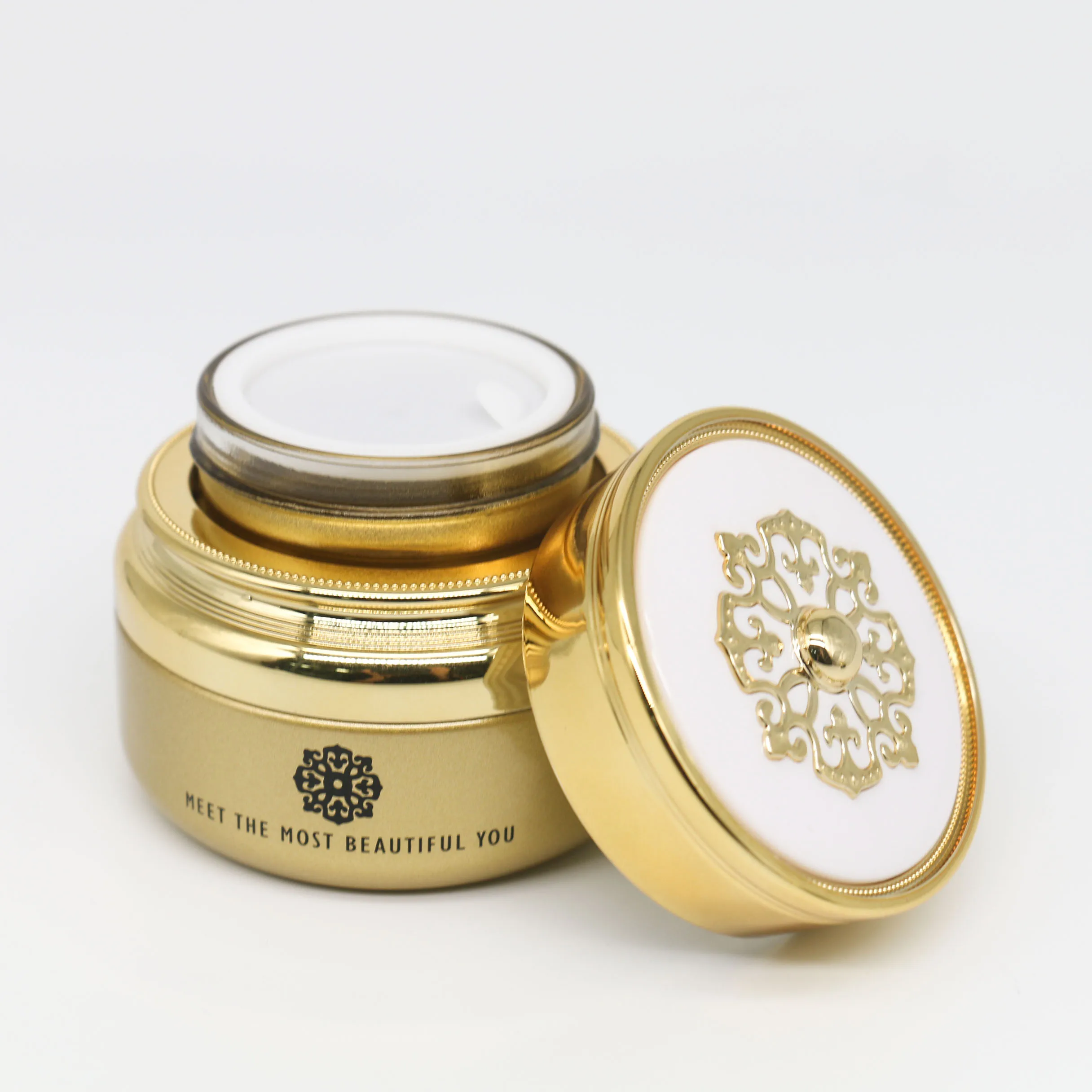 Fancy 30G large white cosmetic glass jar with white screw top lid for cream,big glass jar for balm