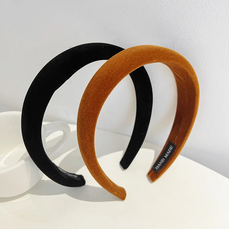 Autumn And Winter Style Velvet Headbands Simple Pure Color Sponge Headbands For Women