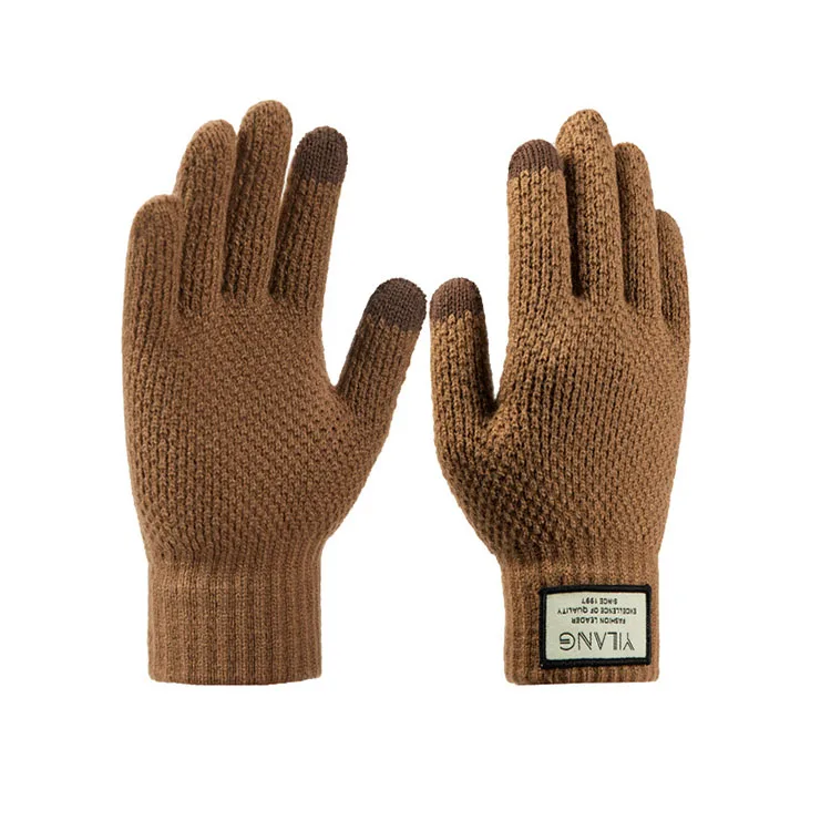 Новая зимняя уличная Теплая мужская рукавица с сенсорным экраном и бархатная утолщенная вязаная Варежка