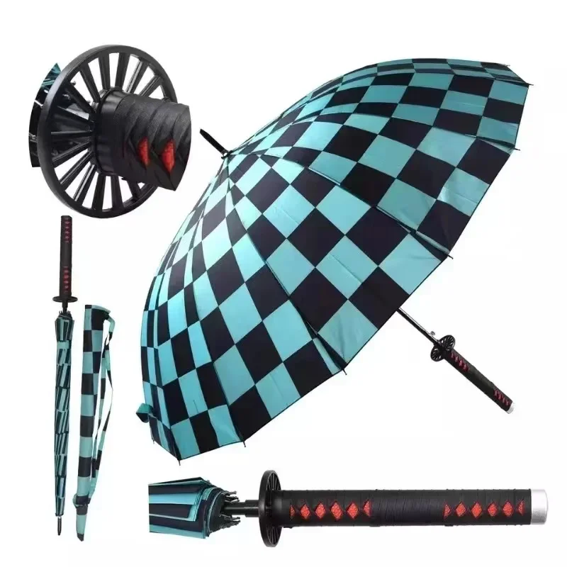 Anime Demon Slayer Katana Umbrella Kimetsu No Yaiba Tanjirou Shinobu Ninja Weapon Parasol Samurai Sword Katana Handle Umbrella