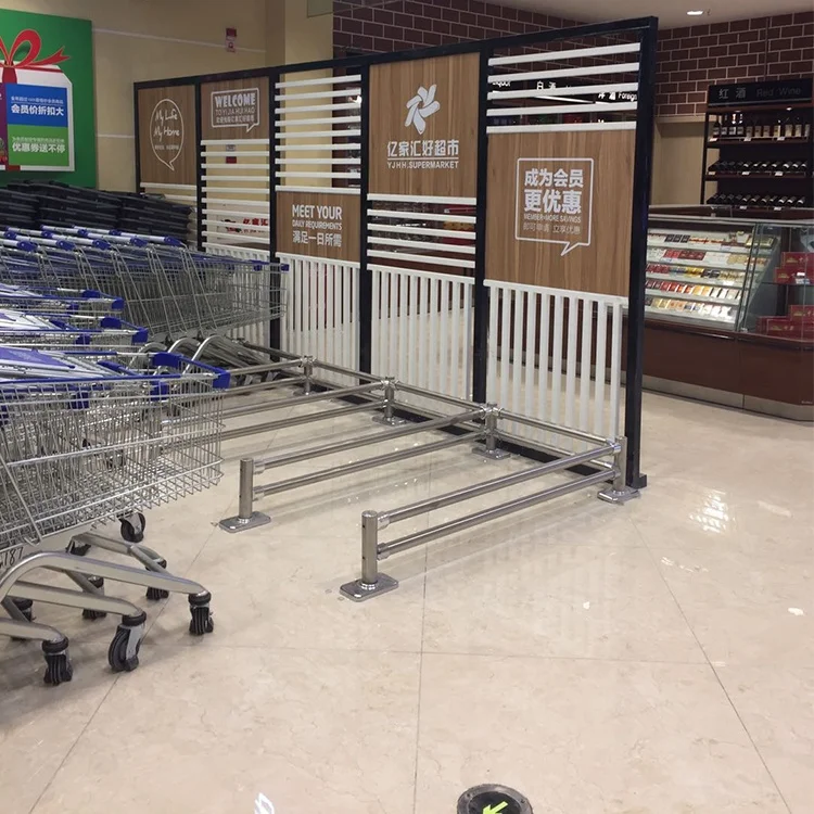 Stainless Steel Guardrail / Supermarket Shopping Cart Divider Fence / Crash Barrier