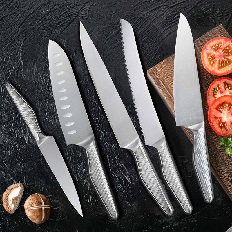 Factory Wholesale Kitchen Knife Set 5Cr15MoV Steel Japanese Chef Cooking Knife with Scissors Sharpener