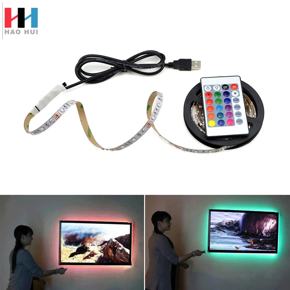H0007LED Strip Light USB2835SMD DC5V Flexible LED Lamp Tape Ribbon RGB0.5M 1M 2M 3M 4M 5M TV Desktop Screen BackLight Diode Tape