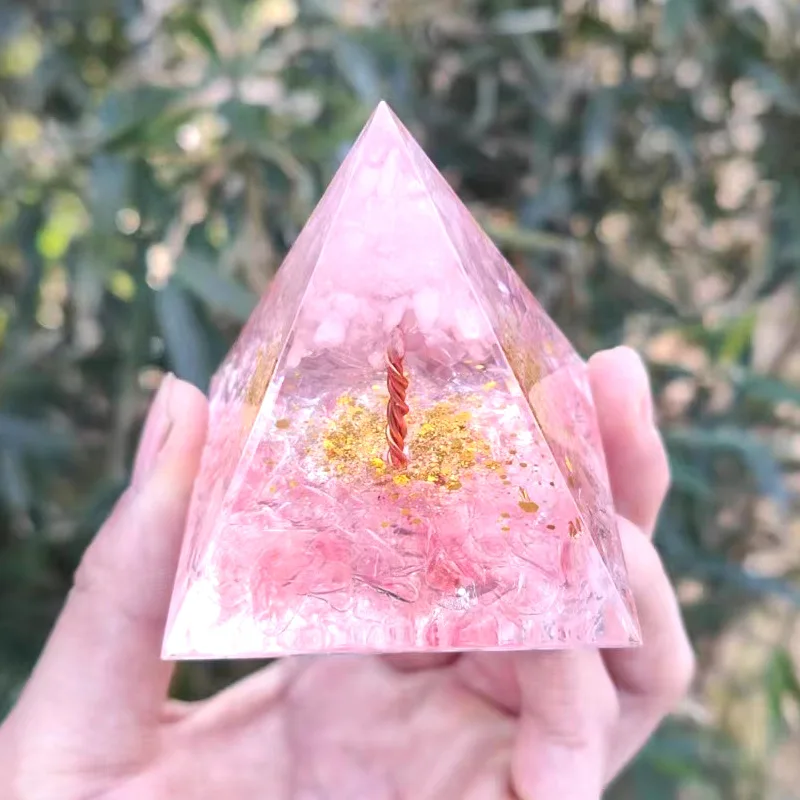 Energy Pyramid Orgonite Reiki Natural Amethyst Ball Healing Crystals Chakra Tool Ornaments Resin Stones Craft Kids Gift Pyramid
